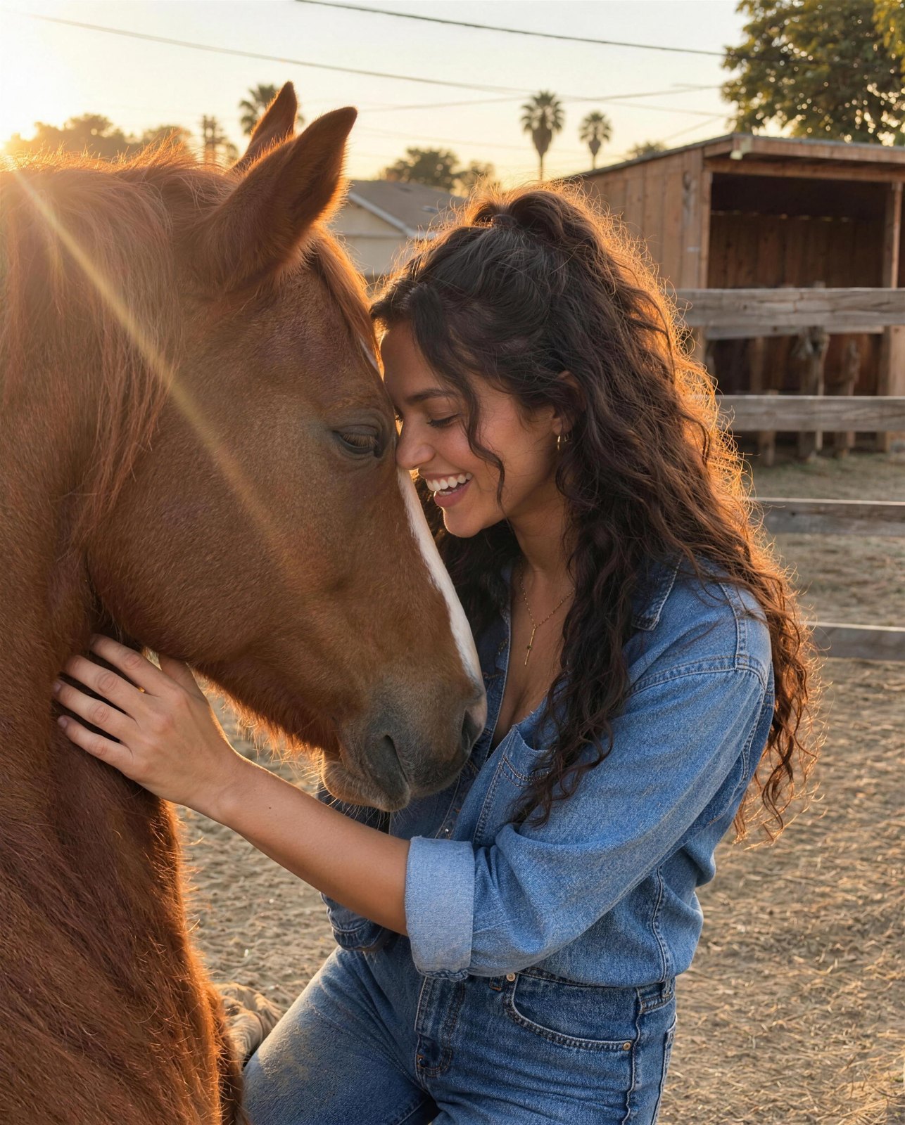 With her horse