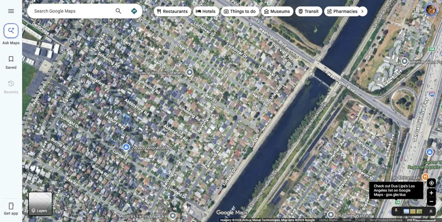 Satellite view by the Rio Hondo