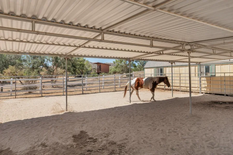 Covered pipe-rail corral