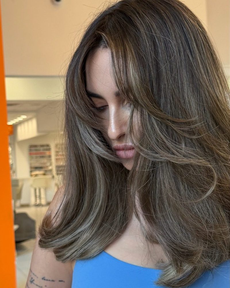 Bronde with a soft curtain fringe