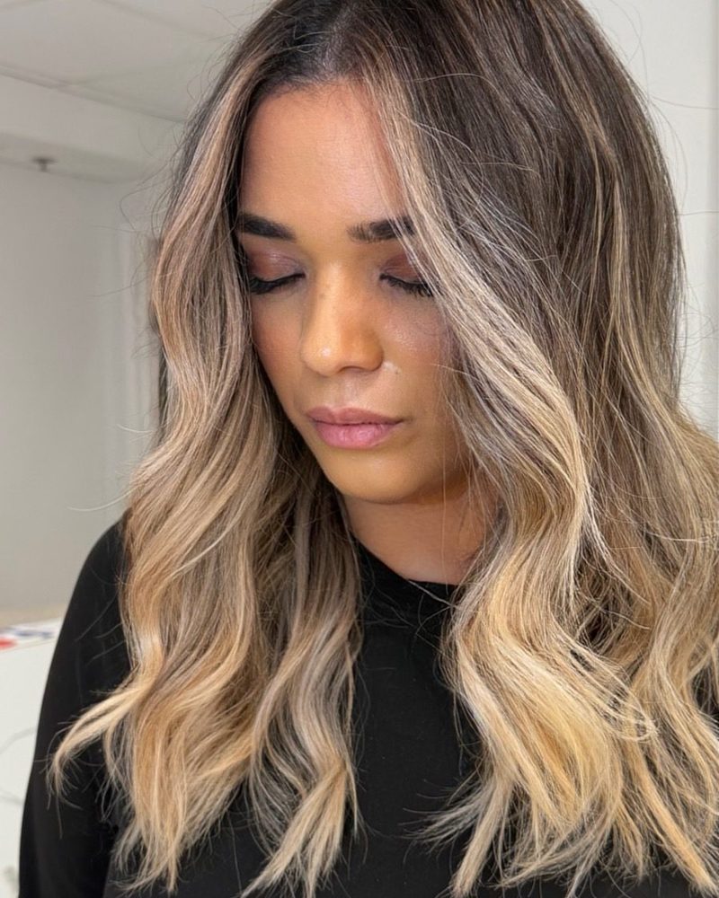 Brunette-to-blonde balayage
