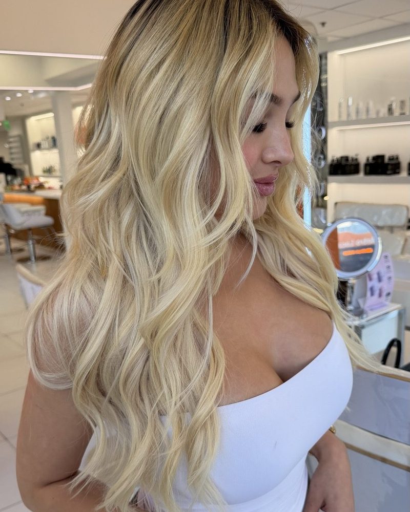 Bright creamy blonde, beach waves