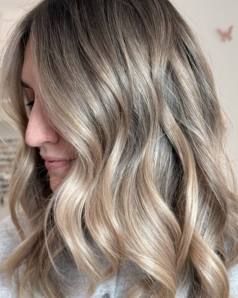Dimensional blonde, shoulder length